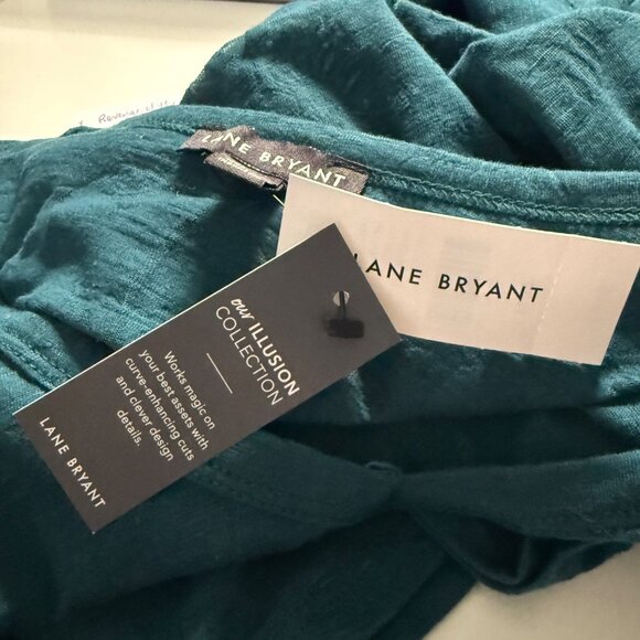 NEW Lane Bryant Teal Floral-Patterned V-Neck Tunic Top With Ruched Sides 22/24 - Picture 8 of 11